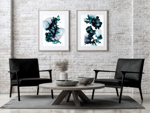 Alcohol Ink Diptych Painting Set Of 2 (Two) Prints | Diptych Wall Art